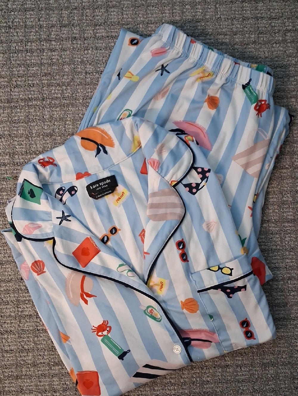 KATE SPADE NEW YORK Cabana Blue Stripe Pajama Set ** Size S